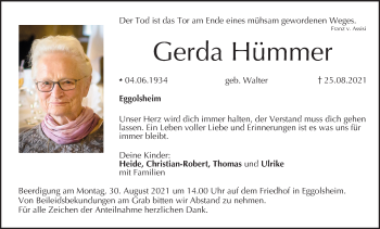 Anzeige von Gerda Hümmer von MGO