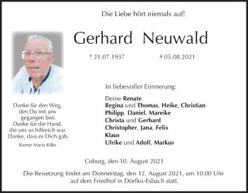 Anzeige von Gerhard Neuwald von MGO