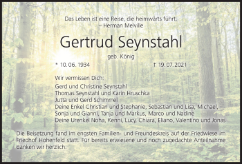 Anzeige von Gertrud Seynstahl von MGO