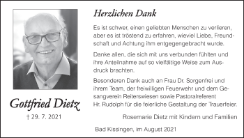 Anzeige von Gottfried Dietz von MGO