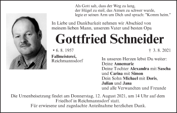 Anzeige von Gottfried Schneider von MGO