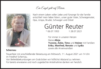 Anzeige von Günter Reuter von MGO