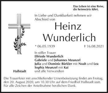 Anzeige von Heinz Wunderlich von MGO