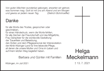 Anzeige von Helga Meckelmann von MGO