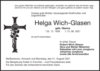 Anzeige von Helga Wich-Glasen von MGO