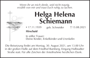 Anzeige von Helga Helena Schiemann von MGO