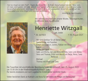 Anzeige von Henriette Witzgall von MGO