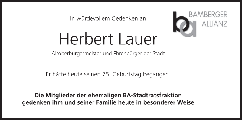  Traueranzeige für Herbert Lauer vom 07.08.2021 aus MGO