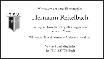 Anzeige von Hermann Reitelbach von MGO