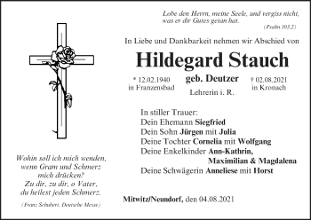 Anzeige von Hildegard Stauch von MGO
