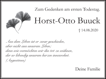 Anzeige von Horst-Otto Buuck von MGO