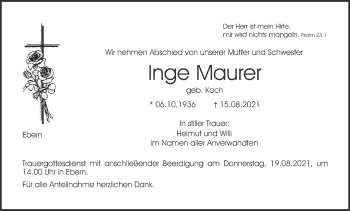 Anzeige von Inge Maurer von MGO