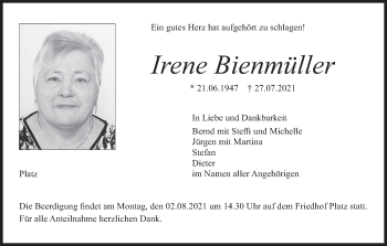 Anzeige von Irene Bienmüller von MGO