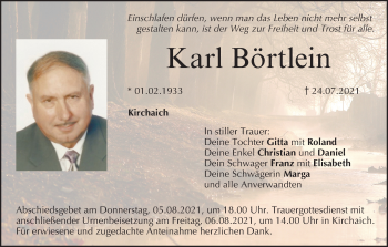 Anzeige von Karl Börtlein von MGO