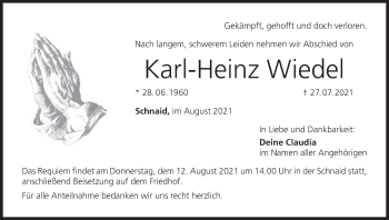 Anzeige von Karl-Heinz Wiedel von MGO