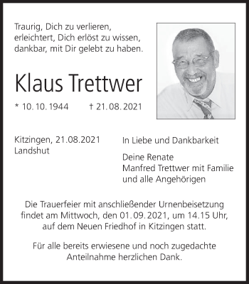 Anzeige von Klaus Trettwer von MGO
