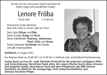 Anzeige von Lenore Fröba von MGO