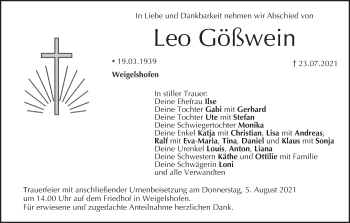 Anzeige von Leo Gößwein von MGO