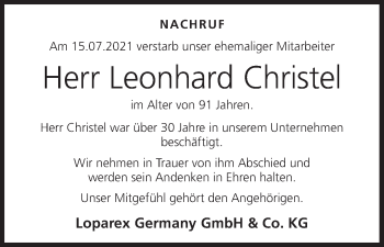 Anzeige von Leonhard Christel von MGO