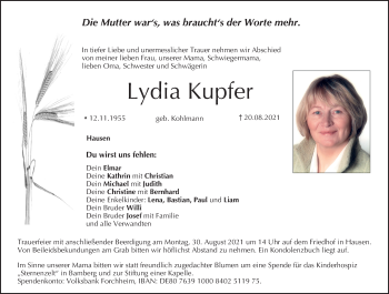 Anzeige von Lydia Kupfer von MGO
