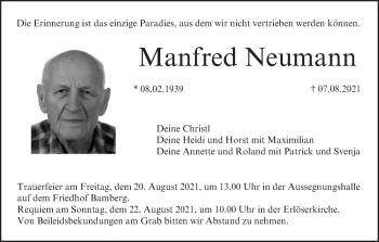 Anzeige von Manfred Neumann von MGO
