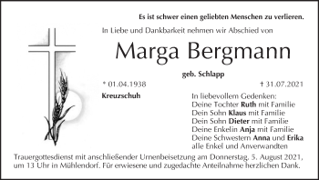 Anzeige von Marga Bergmann von MGO