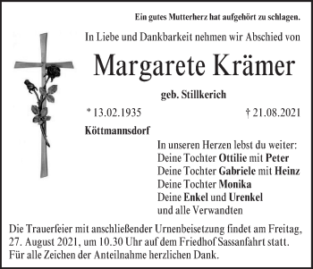 Anzeige von Margarete Krämer von MGO