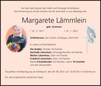 Anzeige von Margarete Lämmlein von MGO