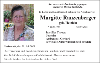 Anzeige von Margitte Ranzenberger von MGO