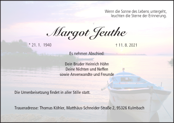 Anzeige von Margot Jeuthe von MGO