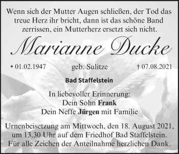 Anzeige von Marianne Ducke von MGO