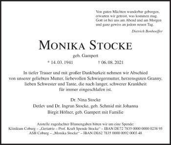 Anzeige von Monika Stocke von MGO