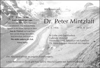 Anzeige von Peter Mintzlaff von MGO
