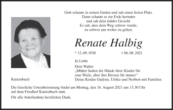 Anzeige von Renate Halbig von MGO