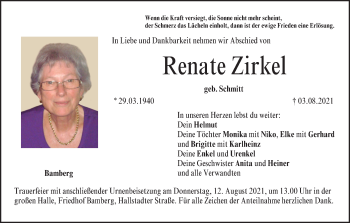 Anzeige von Renate Zirkel von MGO