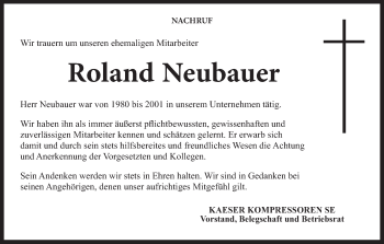 Anzeige von Roland Neubauer von MGO