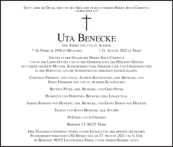 Anzeige von Uta Benecke von MGO
