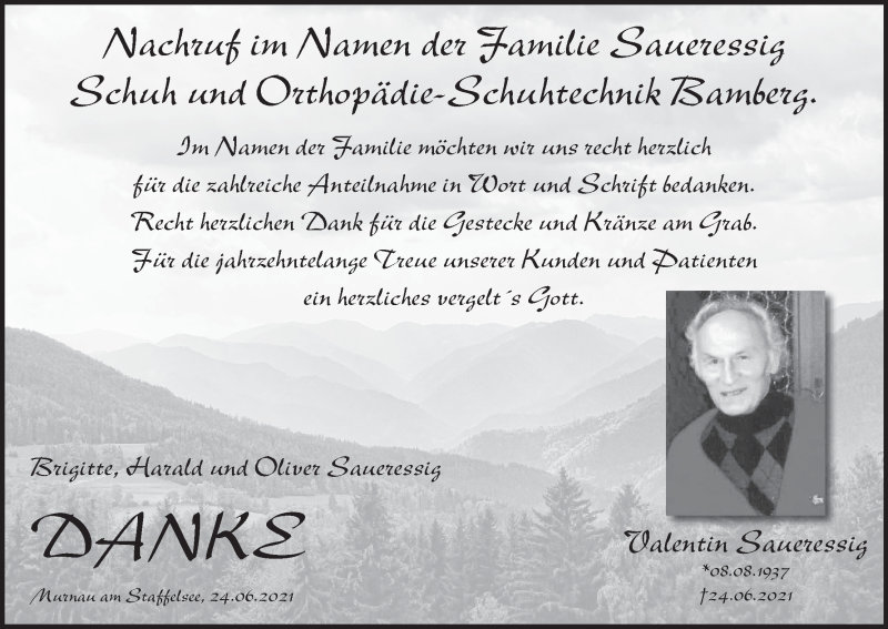  Traueranzeige für Valentin Saueressig vom 07.08.2021 aus MGO