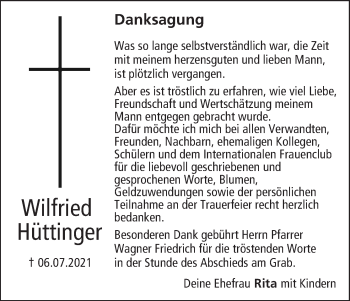 Anzeige von Wilfried Hüttinger von MGO