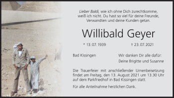Anzeige von Willibald Geyer von MGO