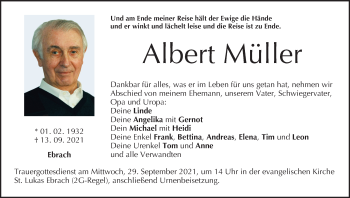 Anzeige von Albert Müller von MGO