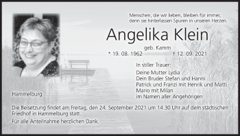 Anzeige von Angelika Klein von MGO