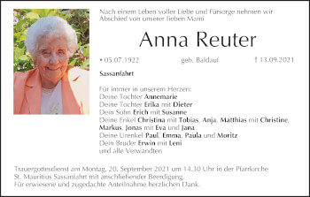Anzeige von Anna Reuter von MGO