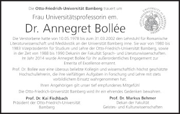 Anzeige von Annegret Bollée von MGO