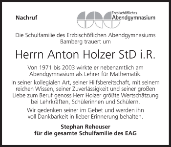 Anzeige von Anton Holzer von MGO