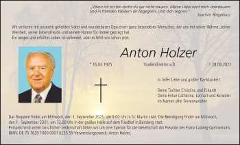 Anzeige von Anton Holzer von MGO