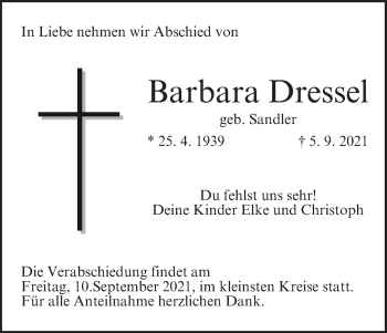 Anzeige von Barbara Dressel von MGO