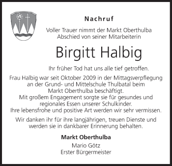 Anzeige von Birgitt Halbig von MGO