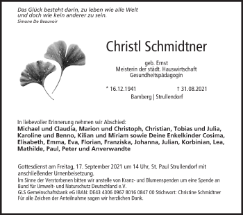 Anzeige von Christl Schmidtner von MGO
