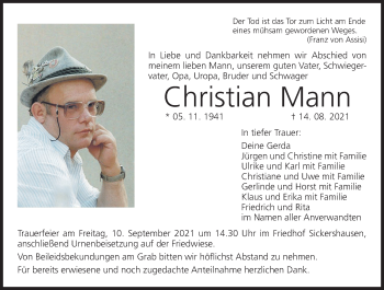 Anzeige von Christian Mann von MGO